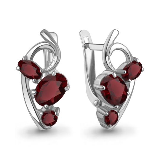 Серьги из серебра с гранатами
