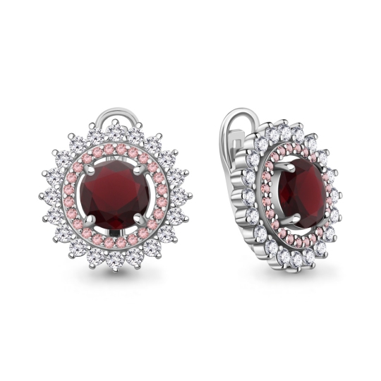 Серьги из серебра с ювелирными кристаллами и фианитами