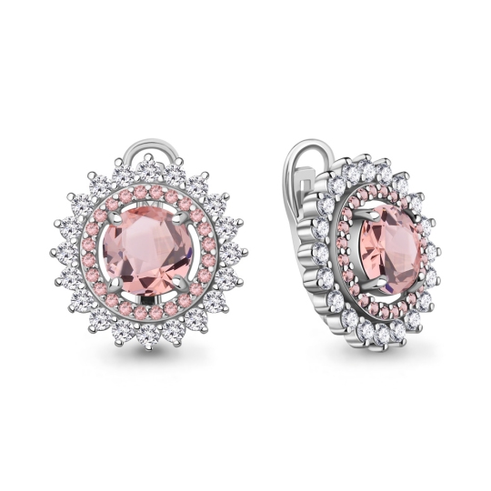 Серьги из серебра с ювелирными кристаллами и фианитами