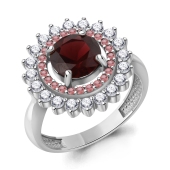 Кольцо из серебра с ювелирными кристаллами и фианитами