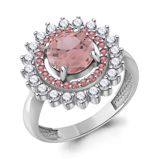 Кольцо из серебра с ювелирными кристаллами и фианитами