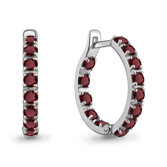 Серьги из серебра с гранатами