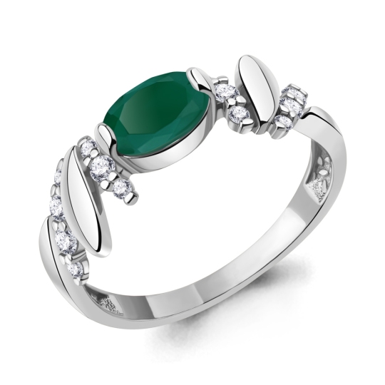 Кольцо из серебра с агатом и фианитами