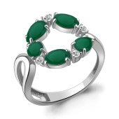 Кольцо из серебра с агатами и фианитами