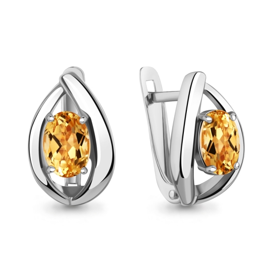 Серьги из серебра с цитринами