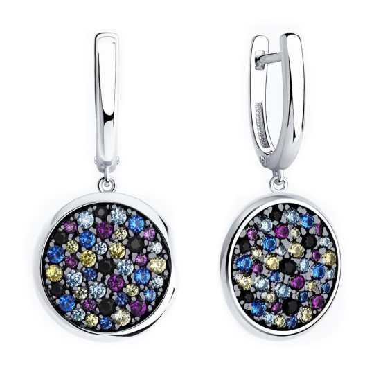 Серьги из серебра с фианитами