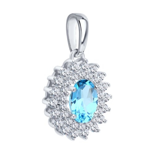 Подвеска из серебра с топазом Swiss и фианитами
