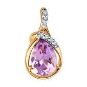 Подвеска из серебра с позолотой, аметистом и фианитами