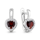 Серьги из серебра с гранатами и фианитами