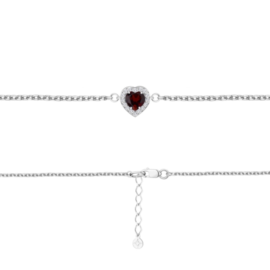 Браслет из серебра с гранатом и фианитами