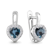 Серьги из серебра с топазами London и фианитами