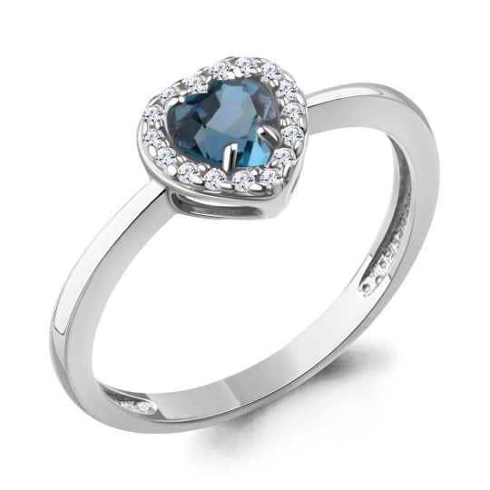 Кольцо из серебра с топазом London и фианитами