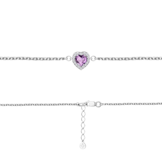 Браслет из серебра с аметистом и фианитами