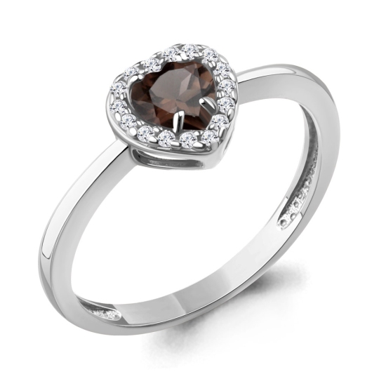 Кольцо из серебра с раухтопазом и фианитами