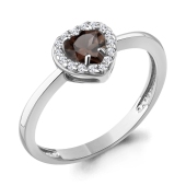 Кольцо из серебра с раухтопазом и фианитами