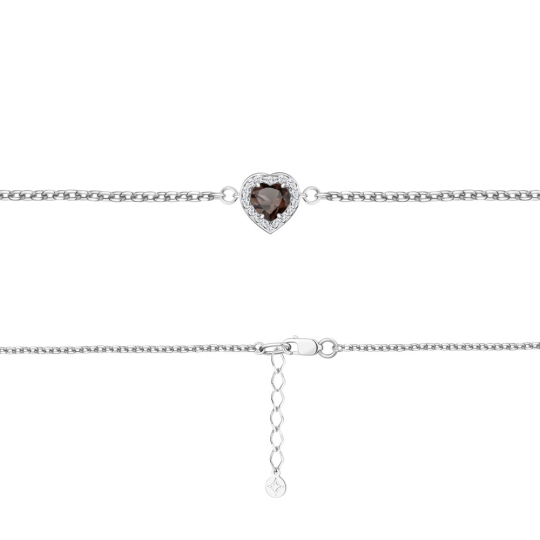 Браслет из серебра с раухтопазом и фианитами