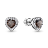 Серьги из серебра с раухтопазами и фианитами