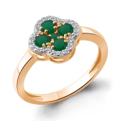 Кольцо из серебра с позолотой, агатами и фианитами