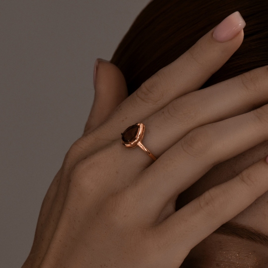 Кольцо из серебра с позолотой и раухтопазом