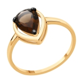 Кольцо из серебра с позолотой и раухтопазом