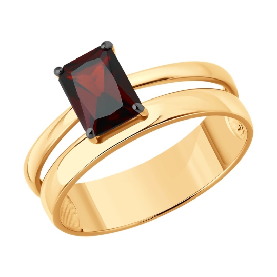 Кольцо из серебра с позолотой и гранатом