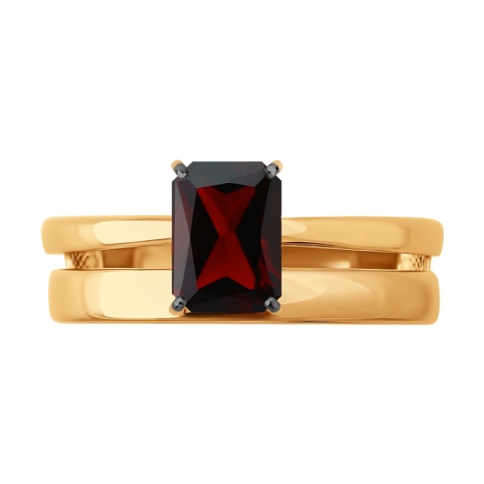 Кольцо из серебра с позолотой и гранатом