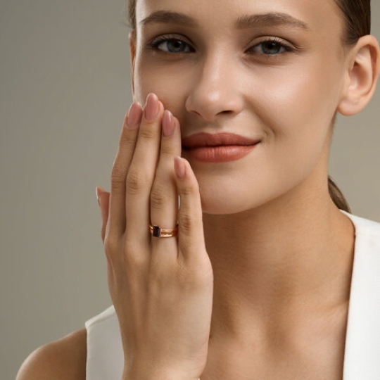 Кольцо из серебра с позолотой и гранатом