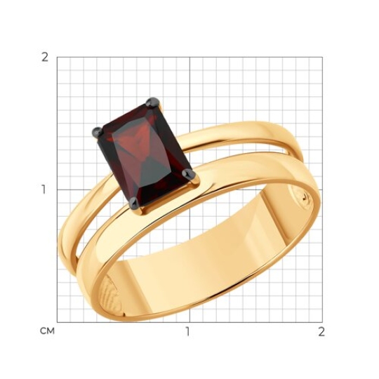 Кольцо из серебра с позолотой и гранатом