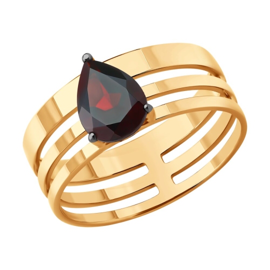 Кольцо из серебра с позолотой и гранатом