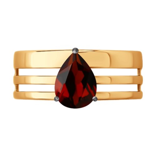 Кольцо из серебра с позолотой и гранатом