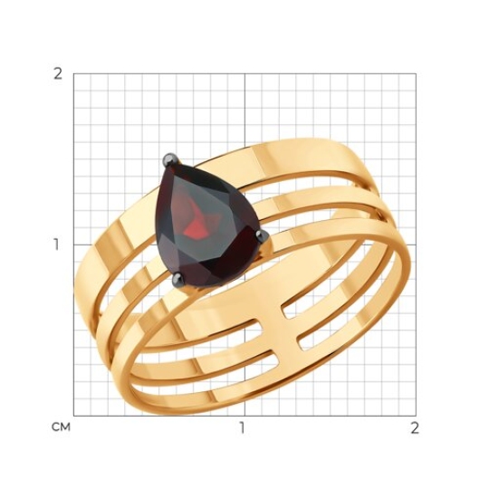Кольцо из серебра с позолотой и гранатом
