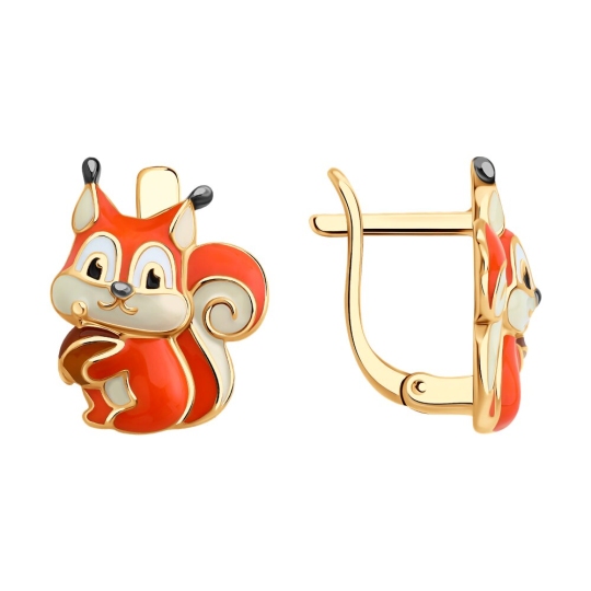 Серьги из серебра с позолотой и эмалью