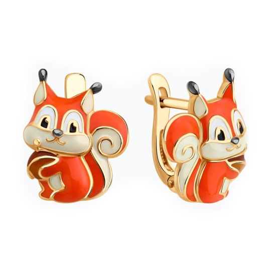 Серьги из серебра с позолотой и эмалью