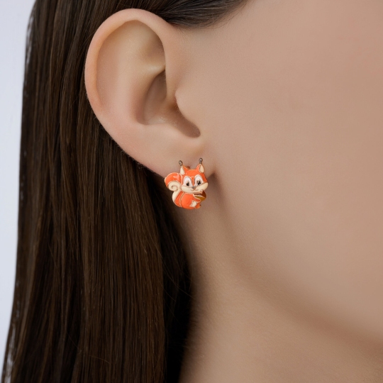 Серьги из серебра с позолотой и эмалью