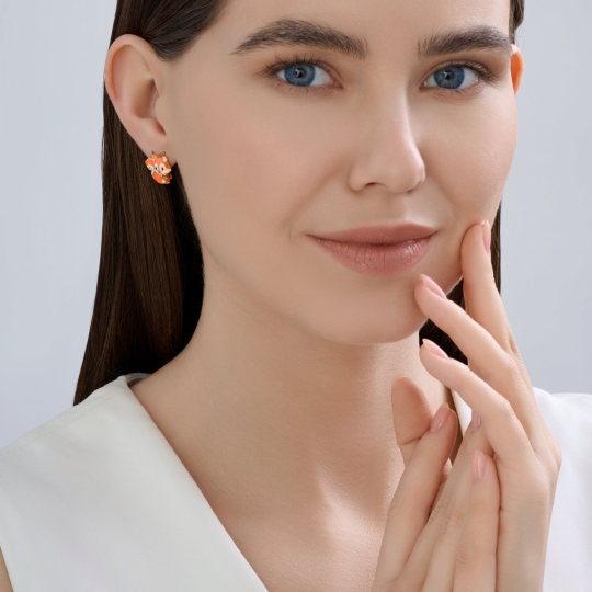 Серьги из серебра с позолотой и эмалью