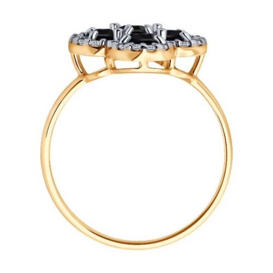 Кольцо из серебра с позолотой, шпинелью и фианитами