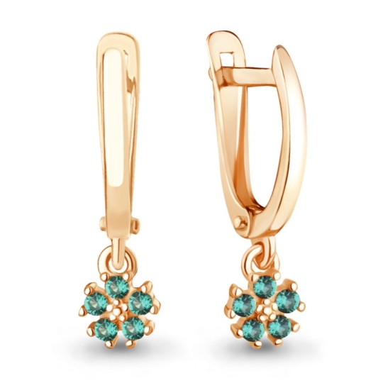 Серьги из серебра с позолотой и ювелирными кристаллами