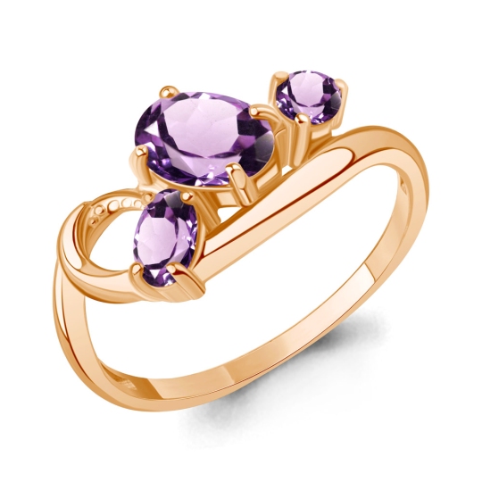 Кольцо из серебра с позолотой и аметистами