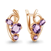 Серьги из серебра с позолотой и аметистами