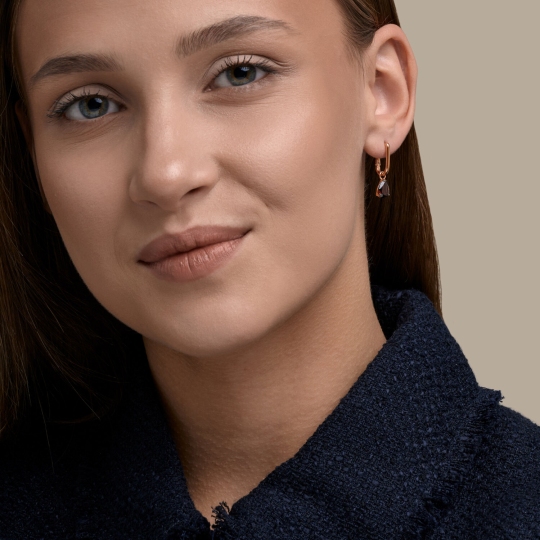 Серьги-трансформеры из серебра с позолотой и гранатами