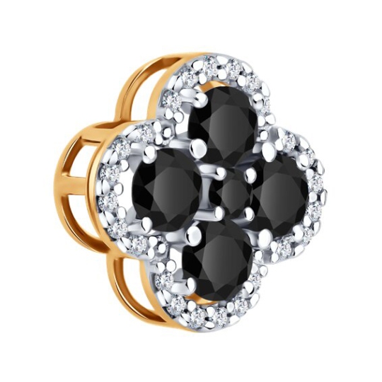 Подвеска из серебра с позолотой, шпинелью и фианитами