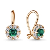 Серьги из серебра с позолотой и фианитами