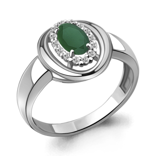 Кольцо из серебра с агатом и фианитами