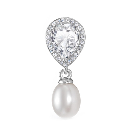 Подвеска из серебра с жемчугом и фианитами
