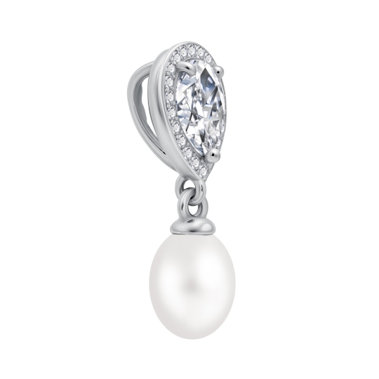 Подвеска из серебра с жемчугом и фианитами