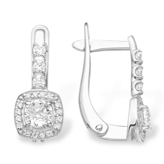 Серьги из серебра с фианитами