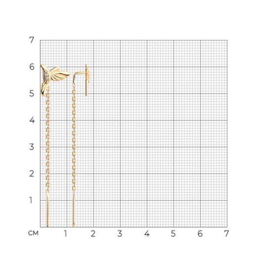 Серьги из серебра с позолотой и фианитами