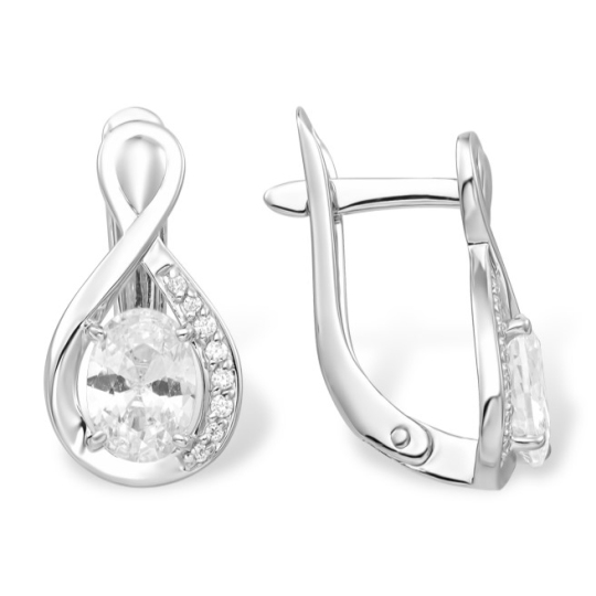 Серьги из серебра с фианитами