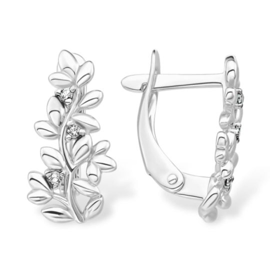 Серьги из серебра с фианитами