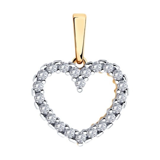 Подвека из серебра с позолотой и фианитами